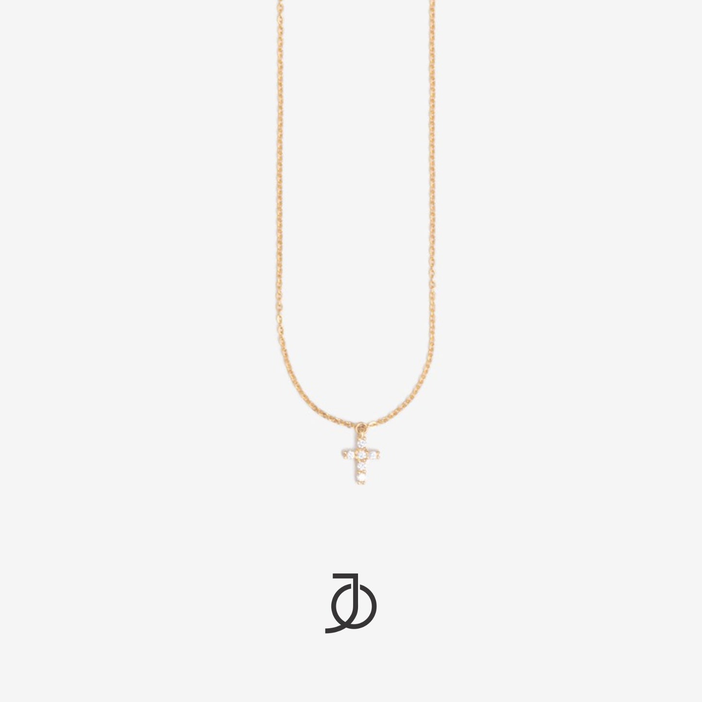 JO Kalung Emas - Mini Diamond Cross Dangle With Adjustable Necklace 17K