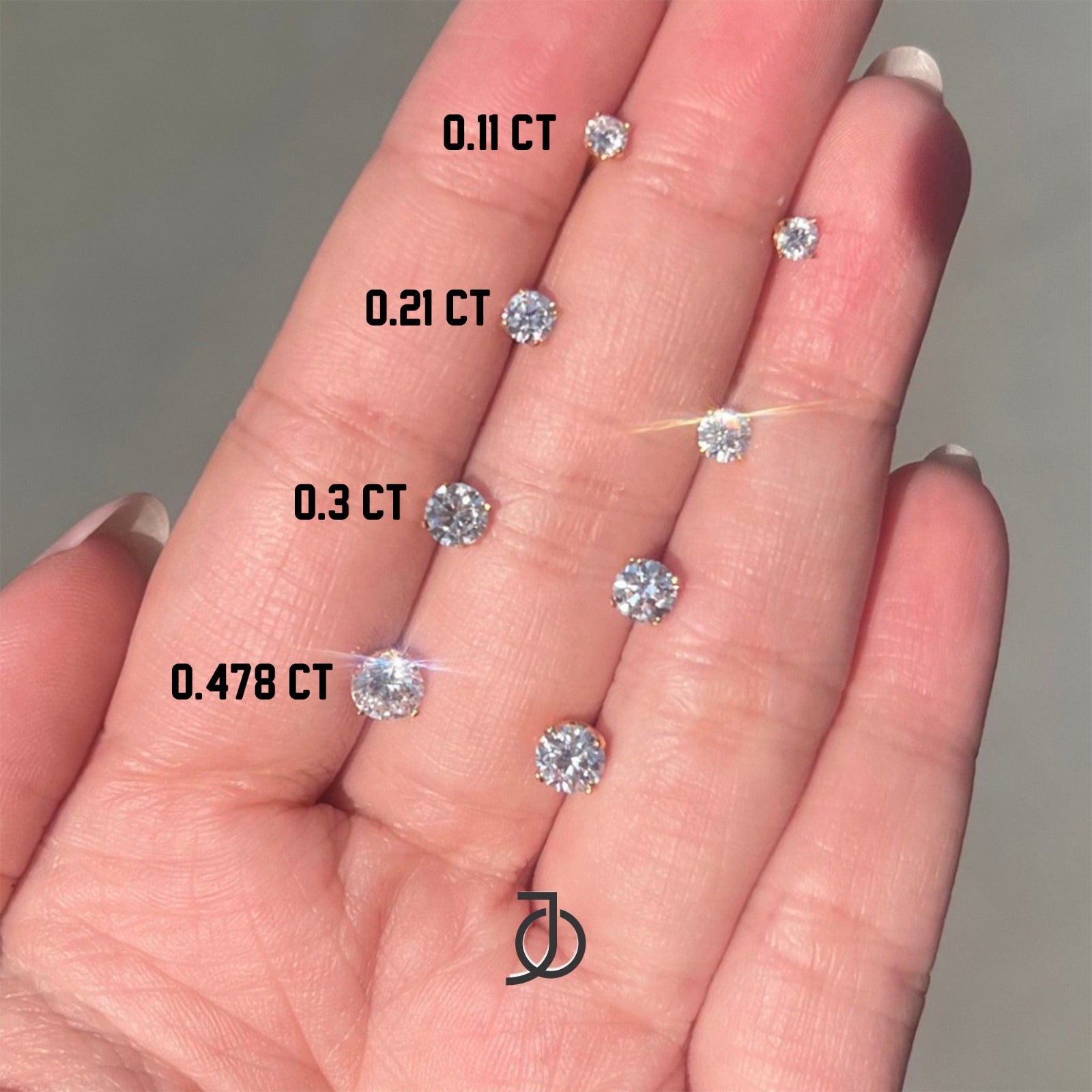 JO Round Diamond Solitaire Studs