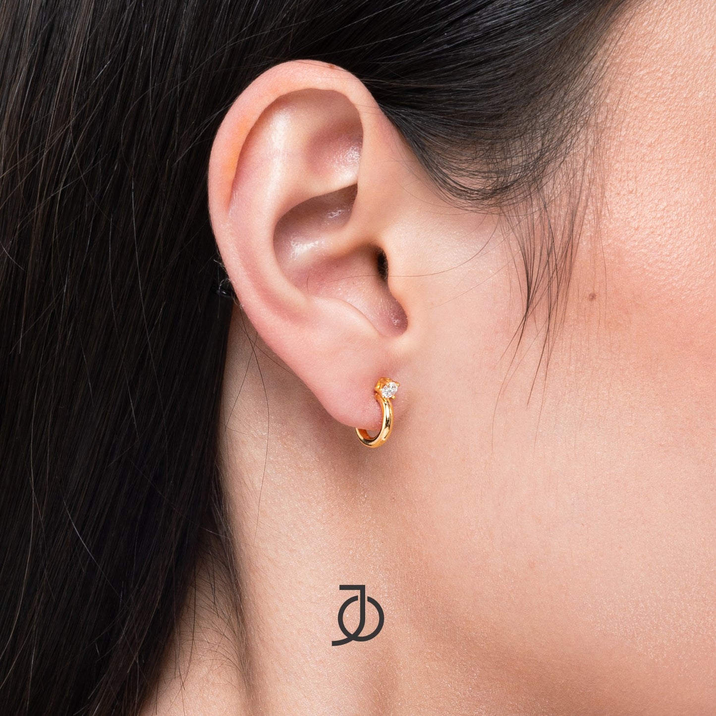JO Anting Emas - Mini Floating Diamond Hoops 17k