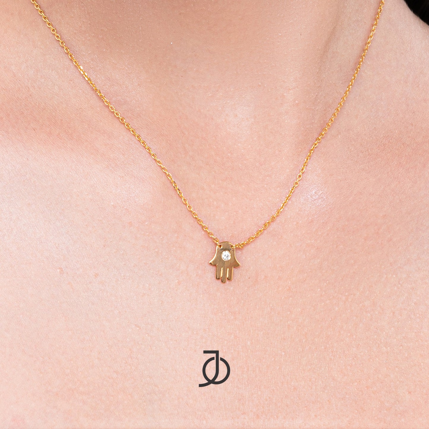 JO Kalung Emas - Mini Diamond With Hamsa Chain Necklace 17k