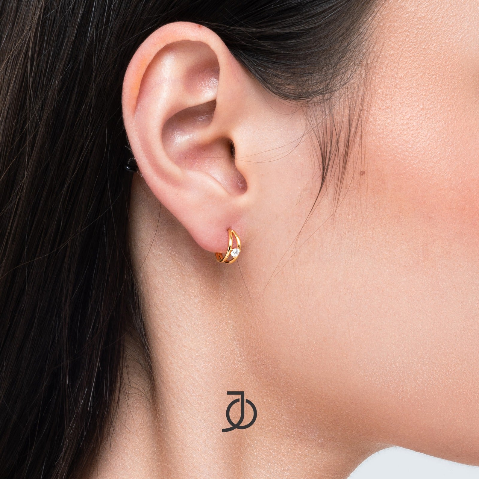 JO Mini Diamond Double Wire Hoops