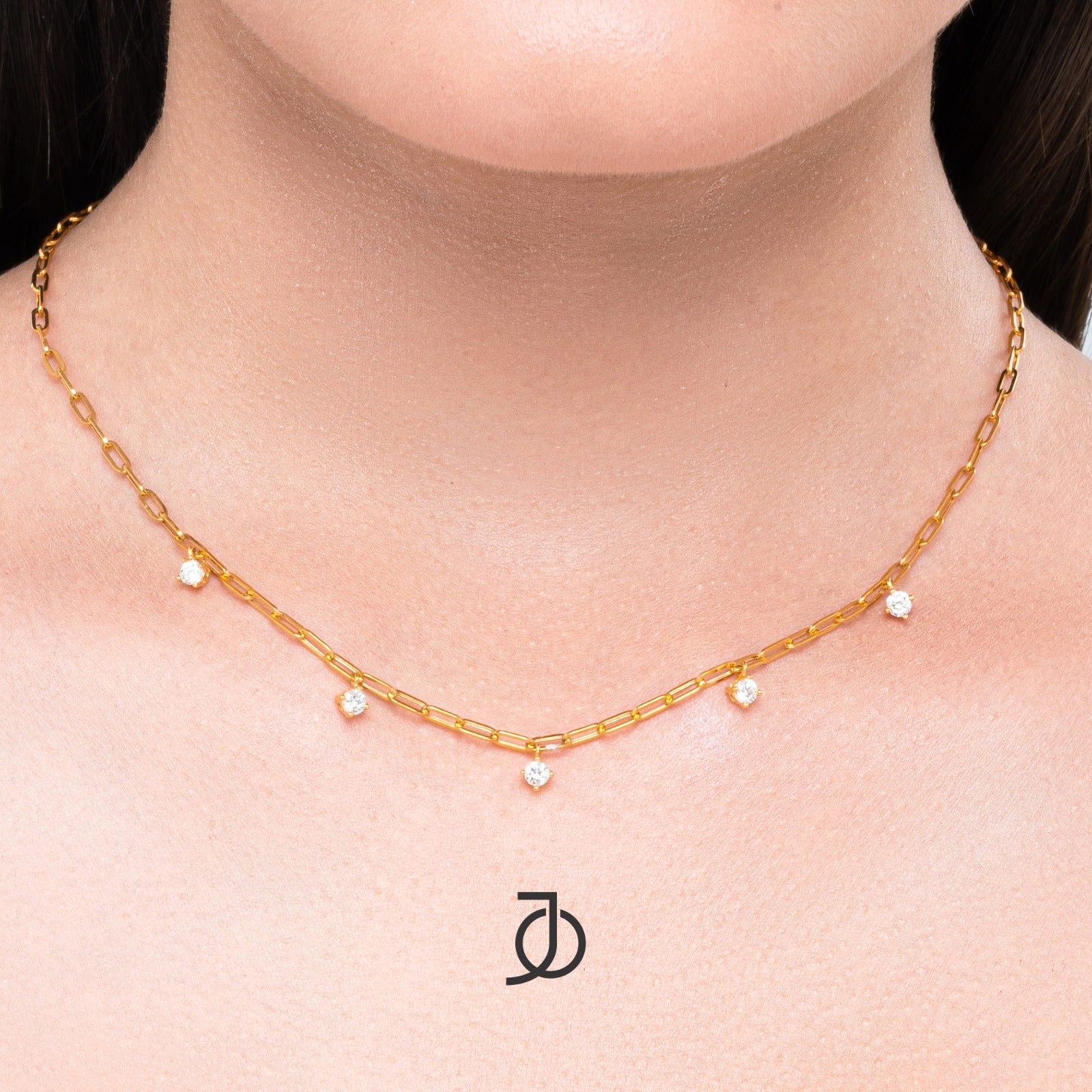 JO 5 Diamond On Small Paper Clip Chain