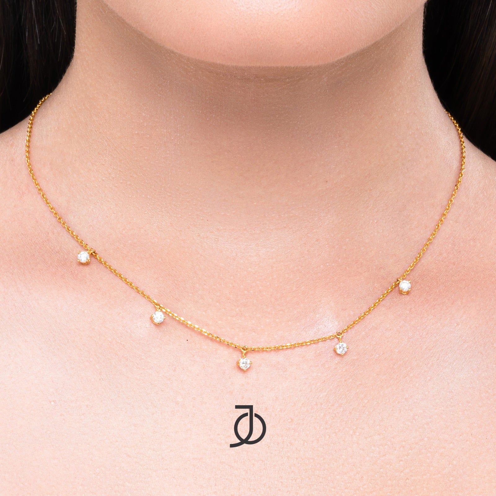JO 5 Diamonds With Chain Necklace