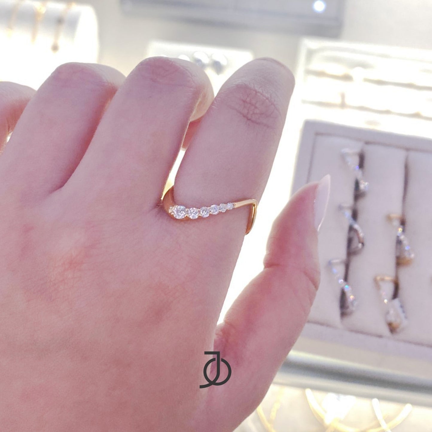 JO Cincin Emas - Diamond Wave Ring 17k