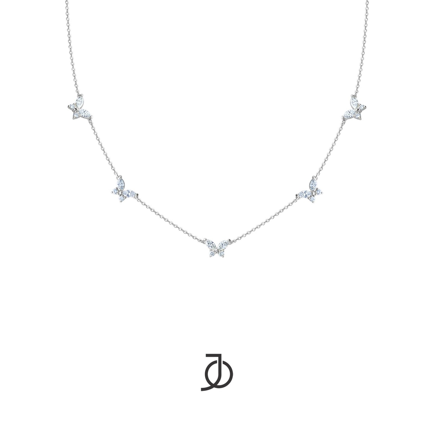 JO Kalung Emas - 5 MARQUISE BUTTERFLY NECKLACE 17K