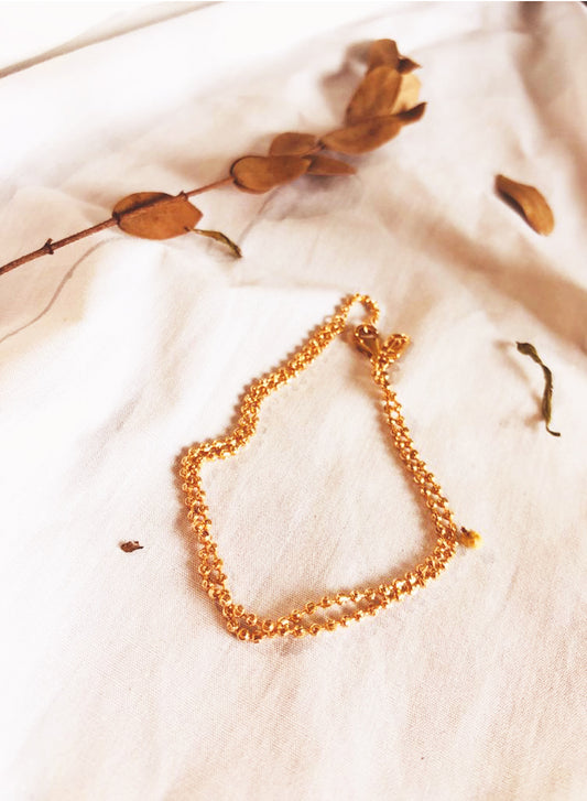 REPARASI JO DOUBLE LAYER DIAMOND CUT BEADED BRACELET YELLOW GOLD