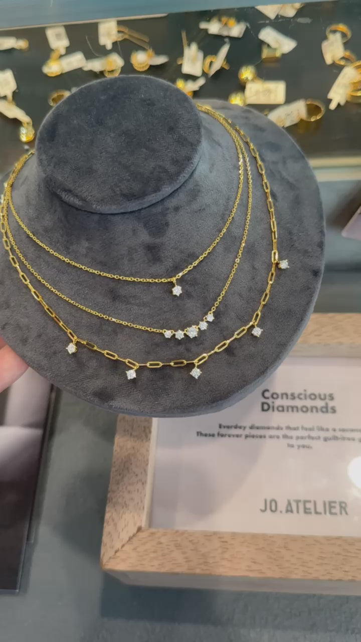 JO 5 Diamond On Small Paper Clip Chain
