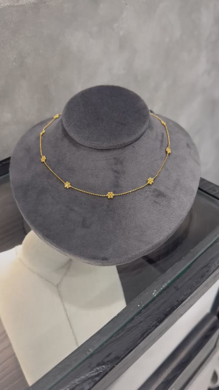 JO Flower Diamond Cut Beads Necklace