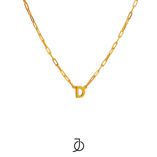 JO MEDIUM ALPHABET WITH SMALL PAPER CLIP CHAIN NECKLACE