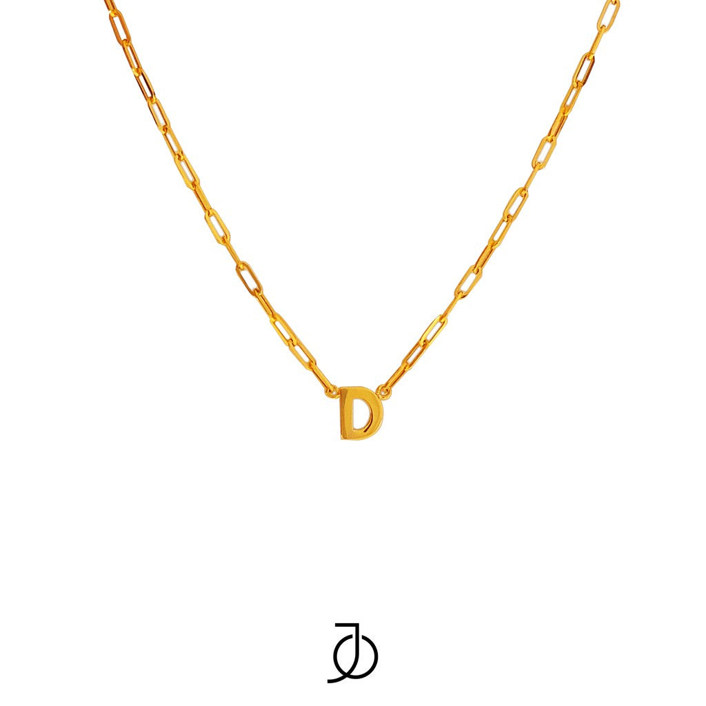 JO Medium Alphabet With Small Paper Clip Chain Necklace