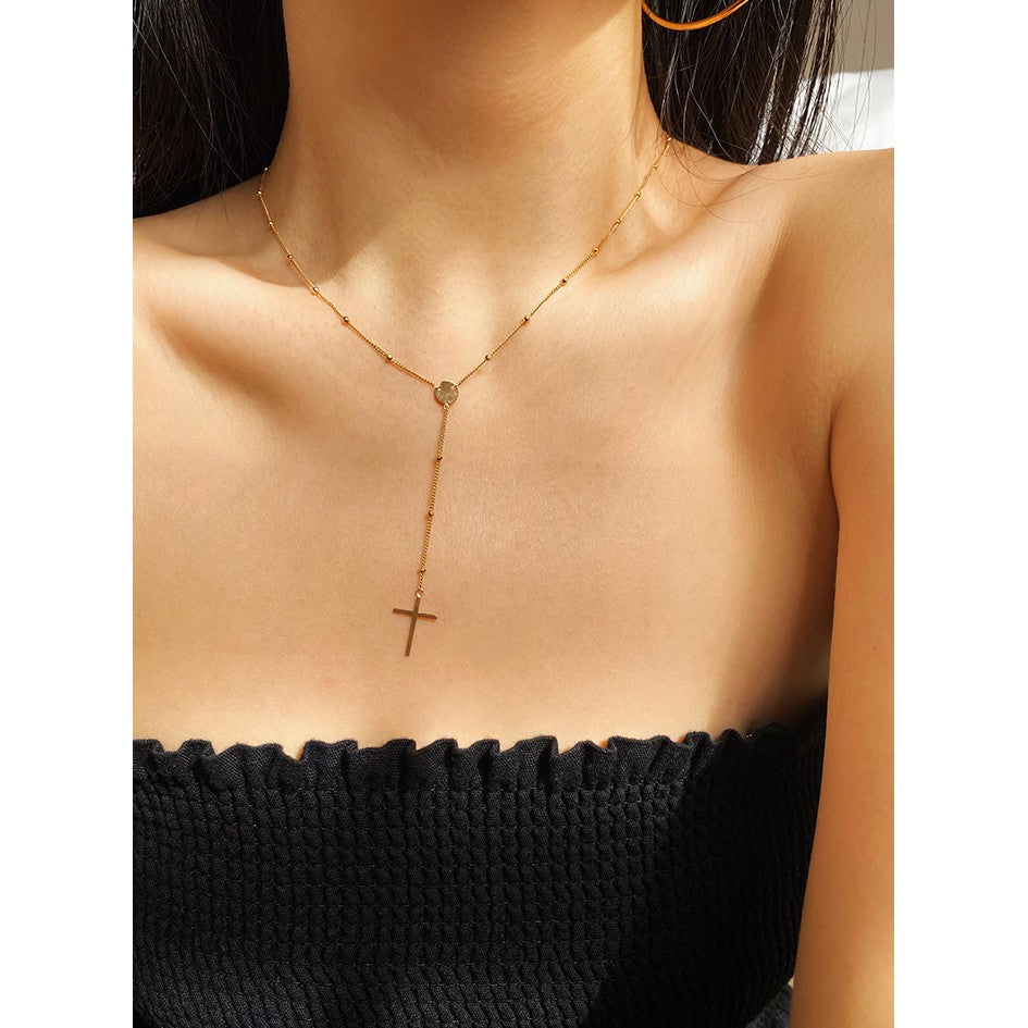 Jo Cross Lariat Necklace