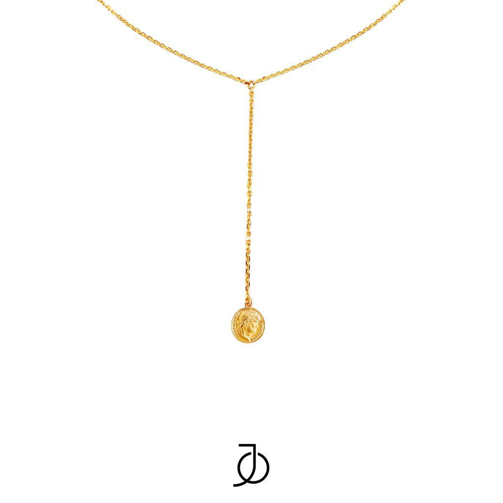 Jo Thin Chain Vintage Coin Lariat