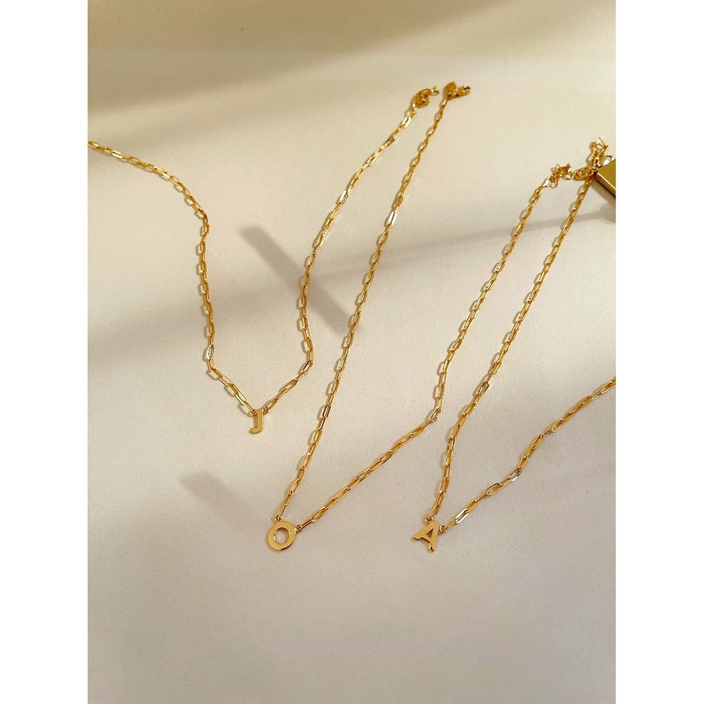 JO Medium Alphabet With Small Paper Clip Chain Necklace